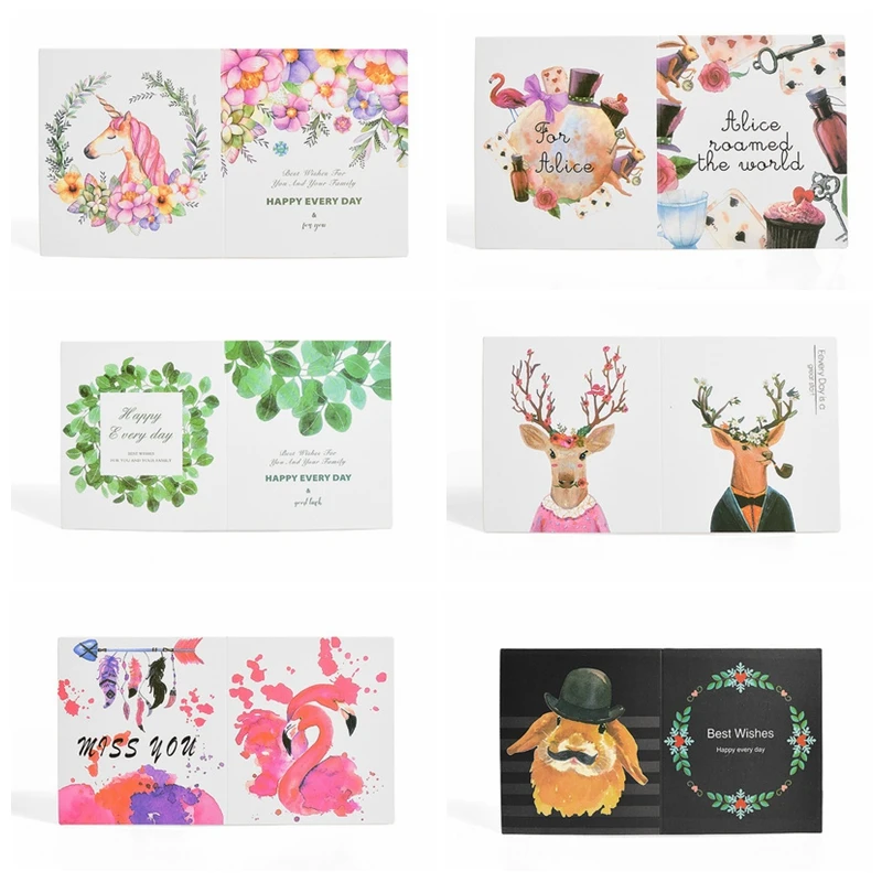 Vvsoo 10pcs Unicorn Greeting Card Flamingos Party Supplies Cute Birthday Wedding Decoration | Дом и сад