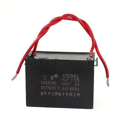 CBB61 14 мкФ AC 450V 2-проводной свинцовый полипропиленовый пленочный моторный