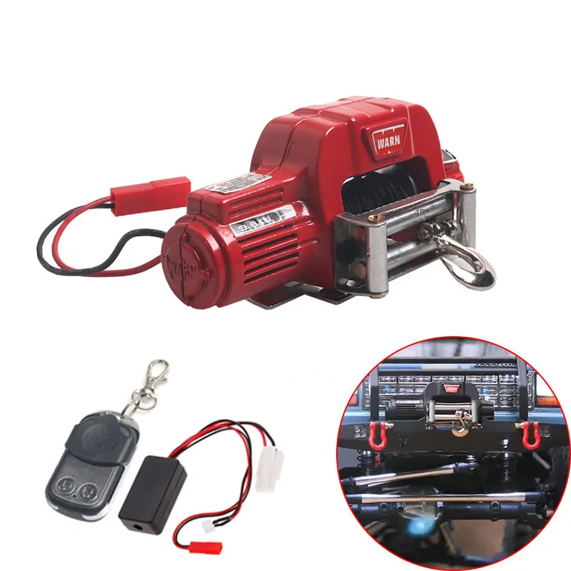 

Automatic Winch Red and Wireless Remote Controller Receiver for 1/10 RC Crawler Car Axial SCX10 Traxxas TRX4 D90 KM2 TF2 Tamiya