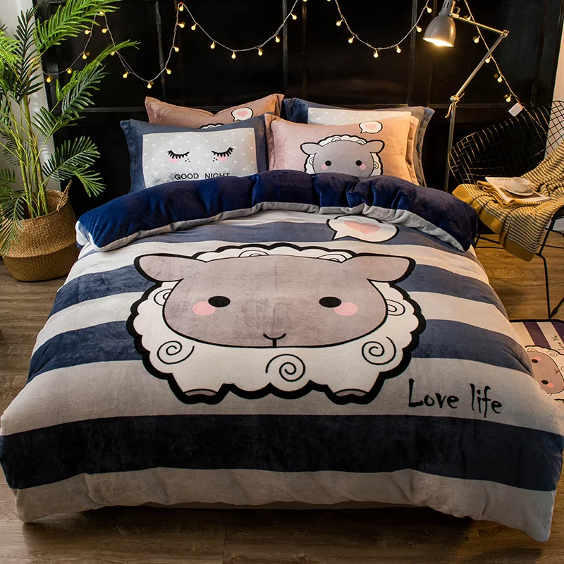 Новый Зимний комплект бархатного постельного белья набор пододеяльников