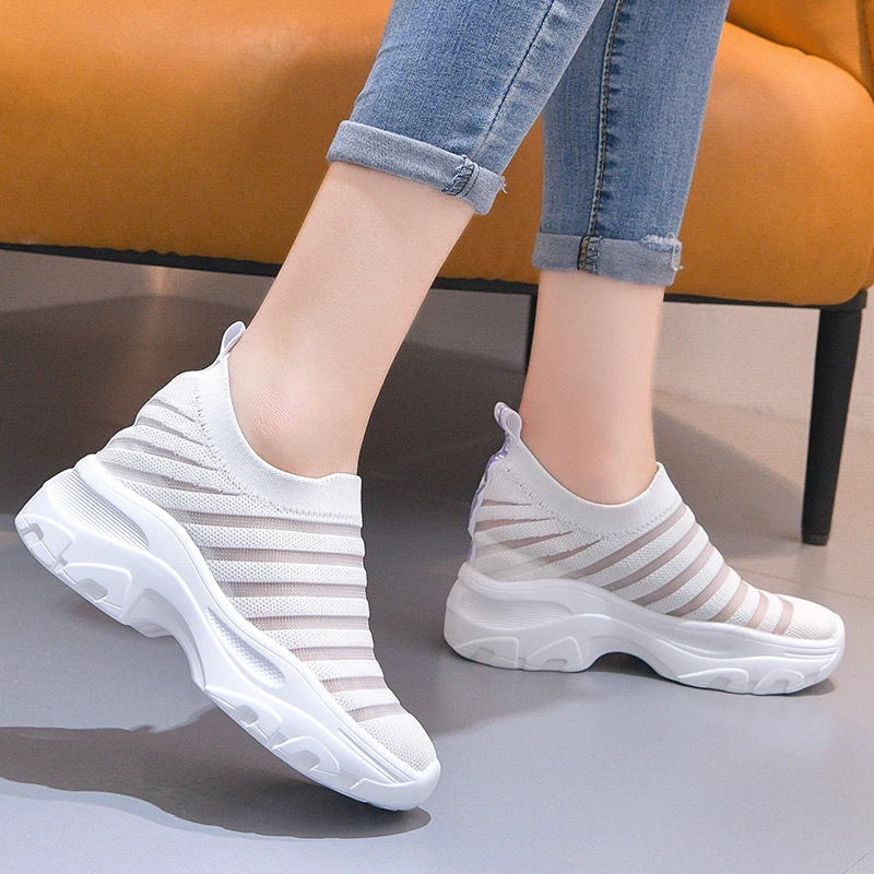 Новинка 2019 года летние дышащие сетчатые кроссовки женская обувь со скрытой