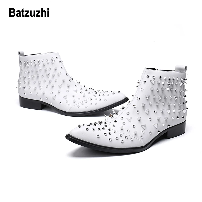 Ботинки Batzuzhi мужские с заклепками кожаные заостренный носок шипы для