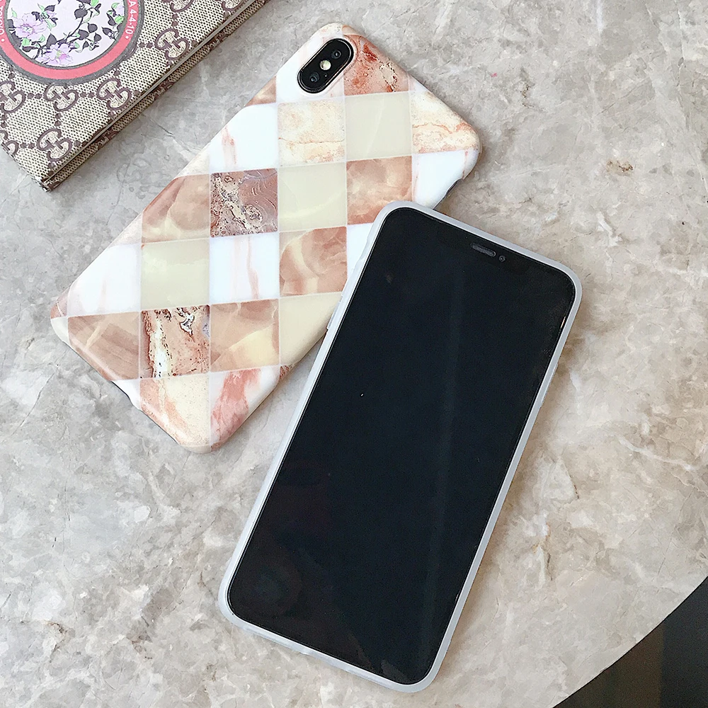 Geometrical Marble Design TPU Cover Case for iPhone 7 8 Plus X XR Xs Anti-Scratch Anti-Finger Mobile Phone Accessories |