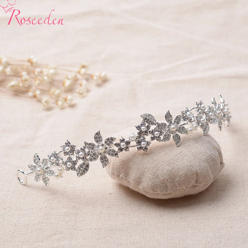 Стразы цветочные свадебные тиары и короны искусственный жемчуг украшения для