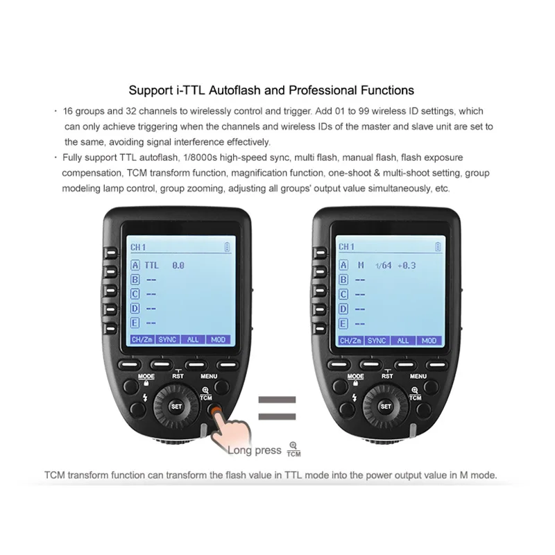 Godox i-TTL II 2 4G Беспроводная система X высокоскоростной с большим ЖК-экраном