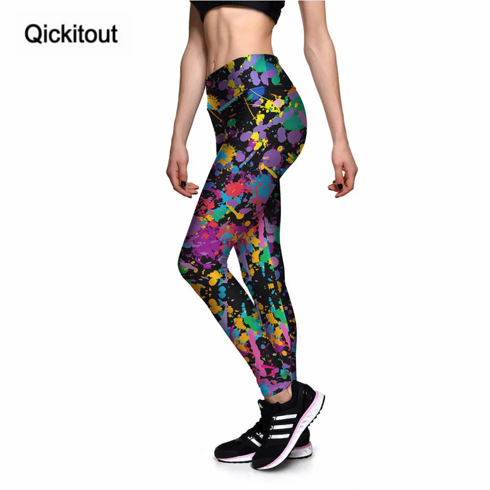 Женские леггинсы с высокой талией Qickitout Сексуальные Разноцветные штаны