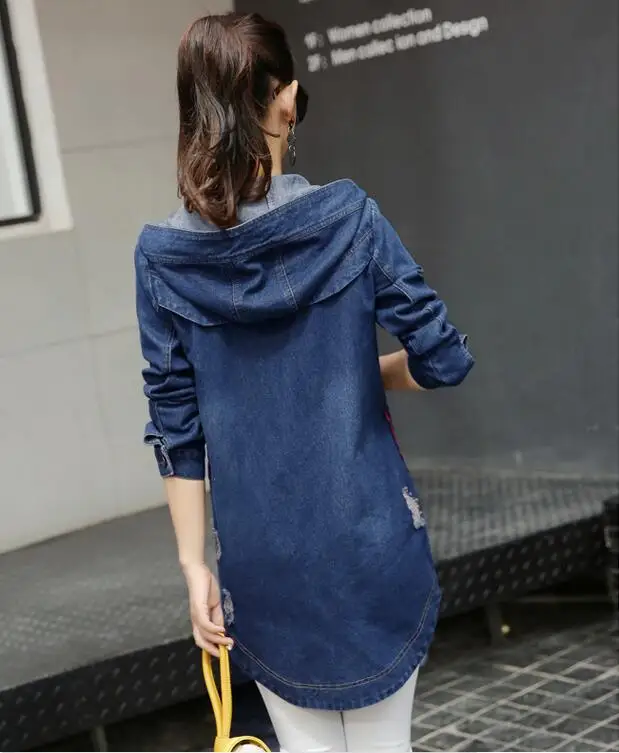 RLYAEIZ плюс размер XXXL Женская джинсовая куртка 2017 модная Новая тонкая женская