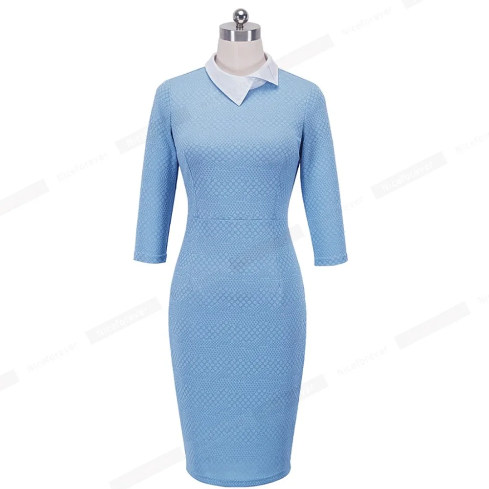 Женское Деловое платье Nice forever элегантное однотонное облегающее футляр модель