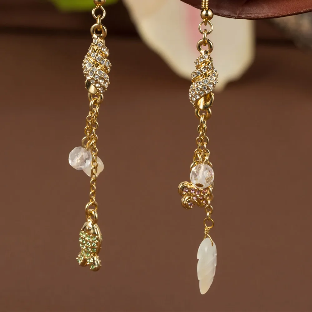 Женские серьги капельки Viennois золотого цвета с искусственным жемчугом модные