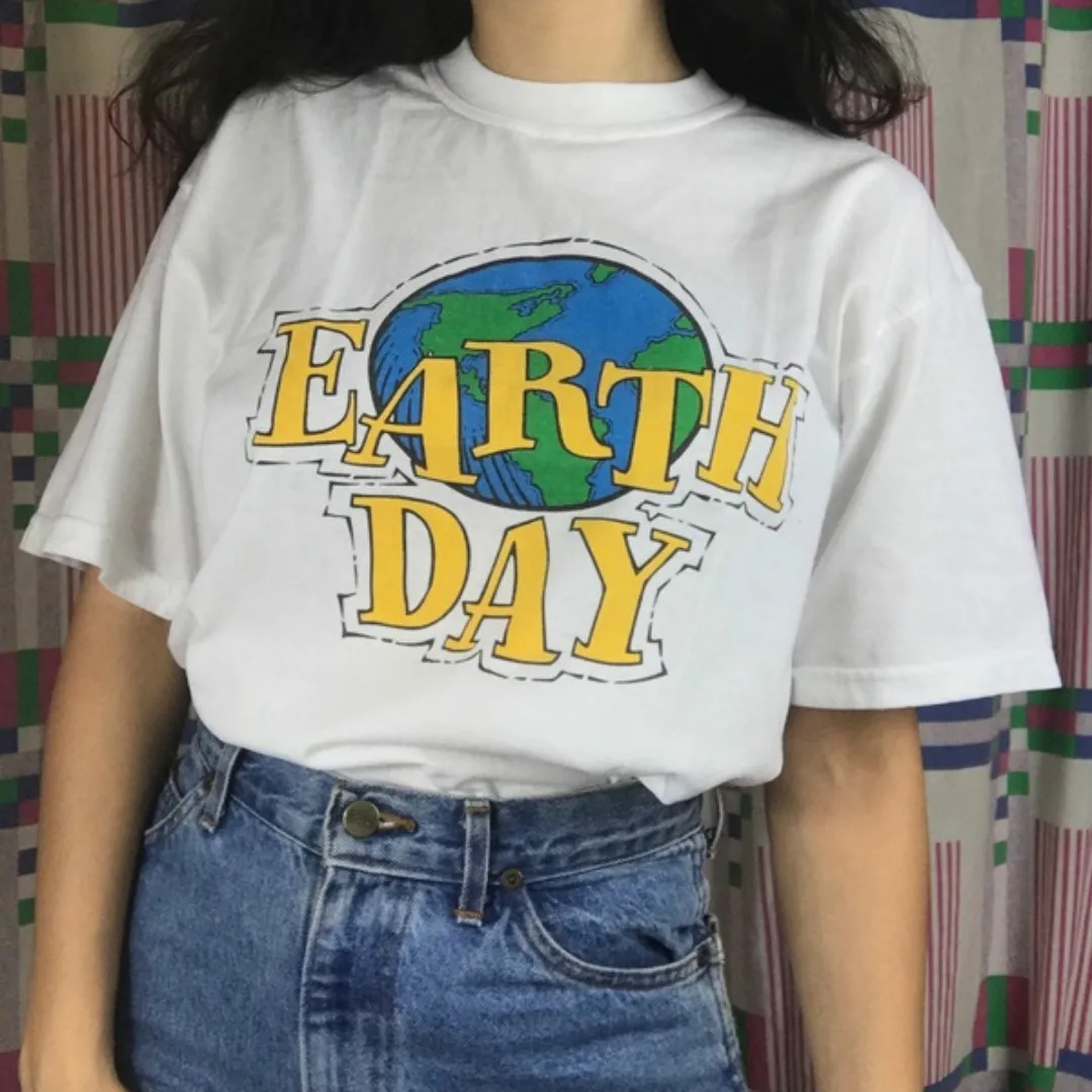 Эстетическая женская футболка Earth Day 90s Tumblr модный уличный стиль размера плюс