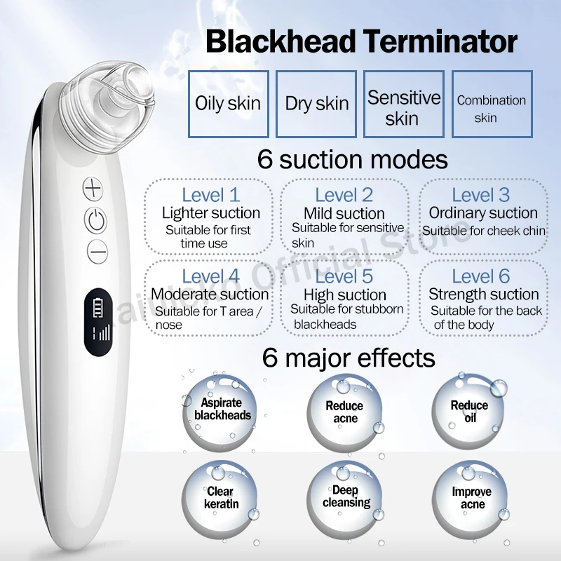 4 наконечника очиститель пор Удаление угрей вакуумный Электрический Нос лица