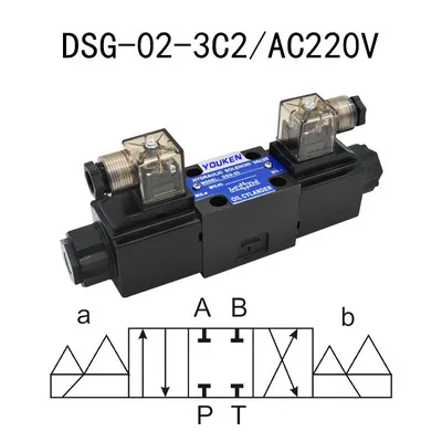 DSG-02-3C2-AC220V DSG-02 серия гидравлический электромагнитный двухсторонний направленный клапан одноголовый клапан 24VDC 220VAC распределительный клапан электромагнитный - Цвет: DSG-02-3C2-AC220V