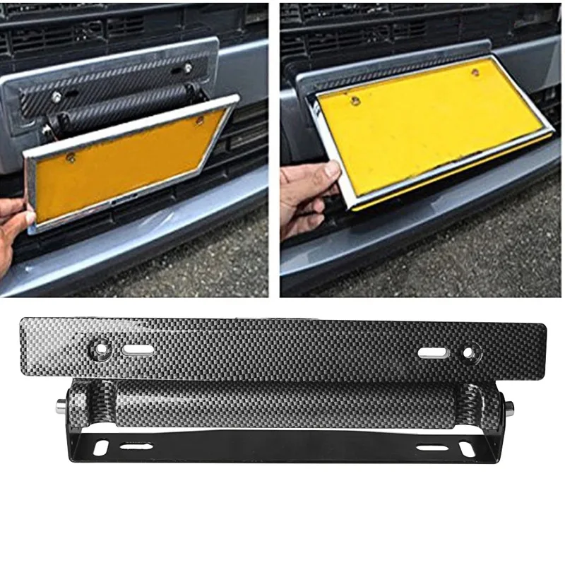

Universal Adjustable Car License Plate Frame Holder Carbon Fiber Racing Number Plate Auto Mount Bracket Car-styling For Amg Jdm