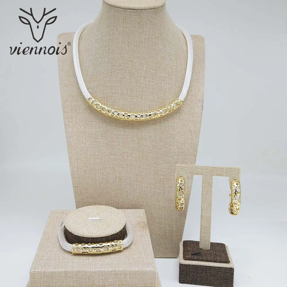 Viennois, ювелирный набор, висячие серьги, пустотелая цепочка, ожерелье, браслет, смешанные цвета, для женщин, ювелирный набор, новинка