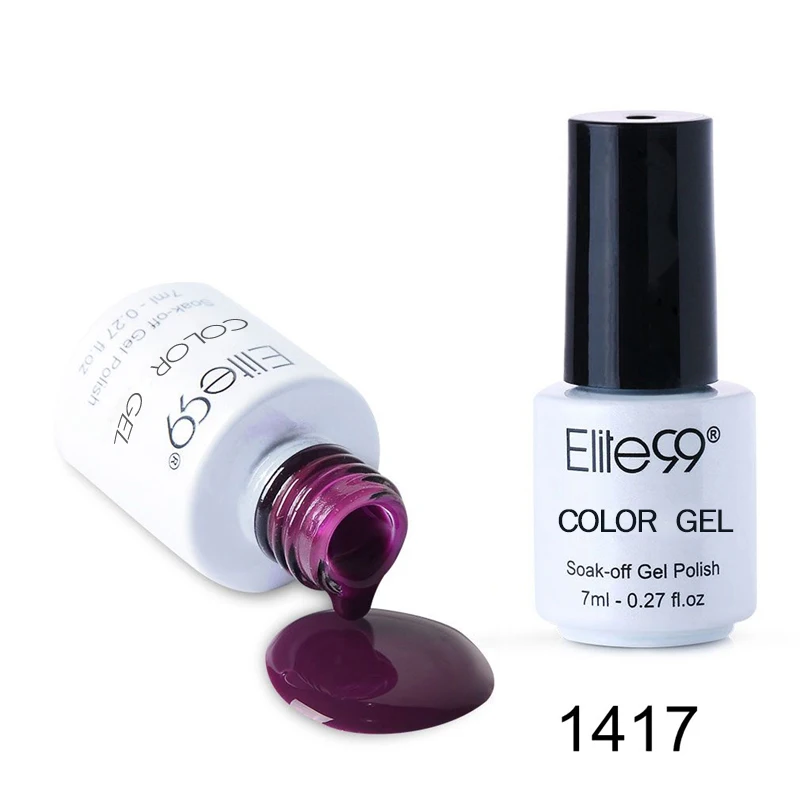 G1417 Plum Elite99 7 мл УФ чистый цвет серия Гель-лак для Ногтей Стойкий Гель-лак для ногтей Vernis полуперманентный гель-праймер для ногтей Лаки - Цвет: G1417 Plum