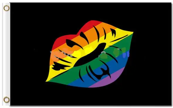 

3x5ft Rainbow Lips pride flag with black background Indoor Outdoor