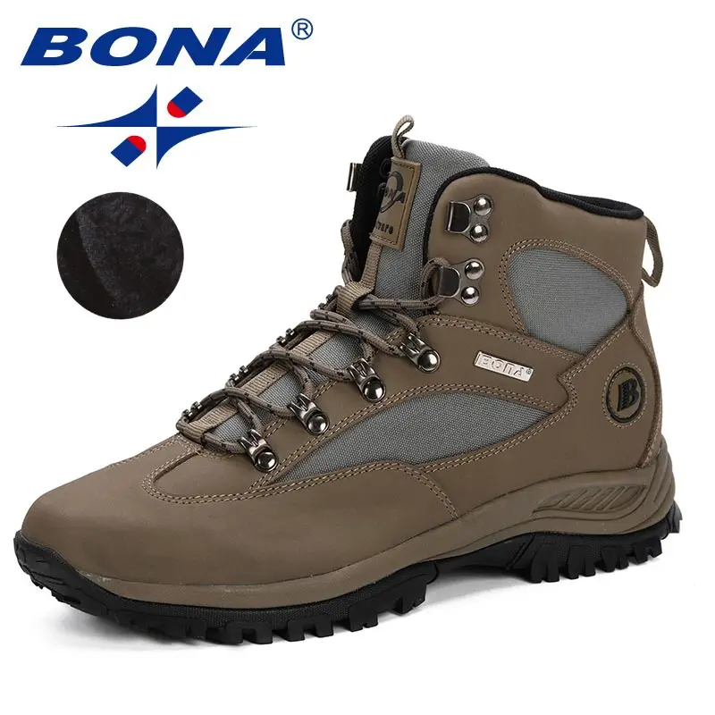 CAMEL PLUSH BONA/; зимние мужские ботинки из натуральной кожи; теплые зимние ботинки на шнуровке; мужские зимние ботинки; Рабочая обувь; Мужская обувь; резиновые ботильоны - Цвет: CAMEL PLUSH