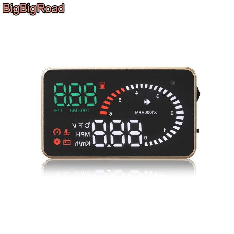 BigBigRoad Автомобильный датчик скорости HUD Дисплей на лобовом стекле проектор OBD2 EUOBD