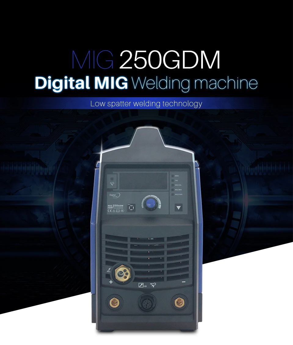 RILAND Smart сварочный аппарат MIG250GDM однофазный 230 В MIG сварочный аппарат портативный сварочный аппарат IGBT MIG TIG MMA электросварочный аппарат