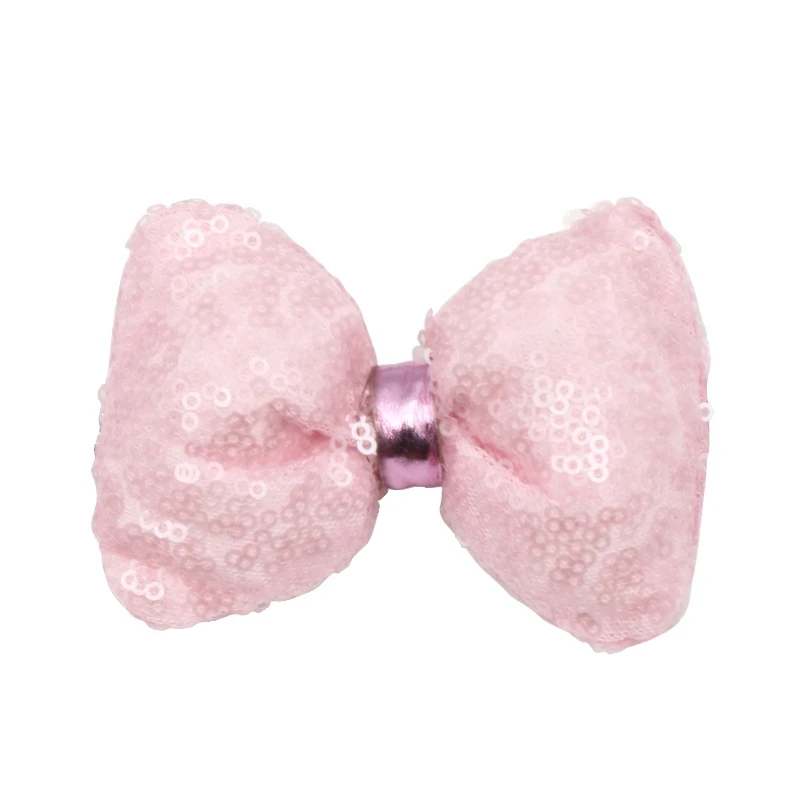 4 &quotБантик для волос с пайетками клипсой детей девочек ручной работы блестящим