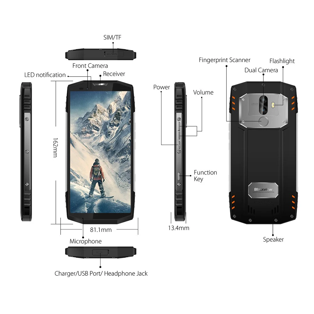 Смартфон Blackview BV9000 Pro 5 7 дюйма IP68 водонепроницаемый прочный мобильный телефон 6 ГБ