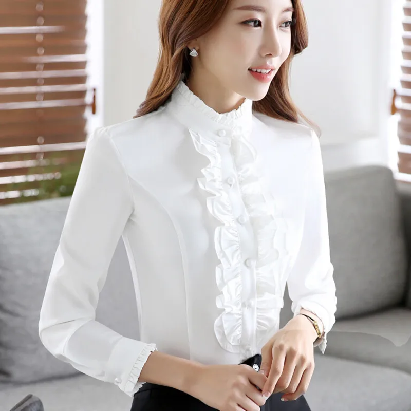 Осенняя формальная женская красная рубашка с длинным рукавом OL Новая Элегантная