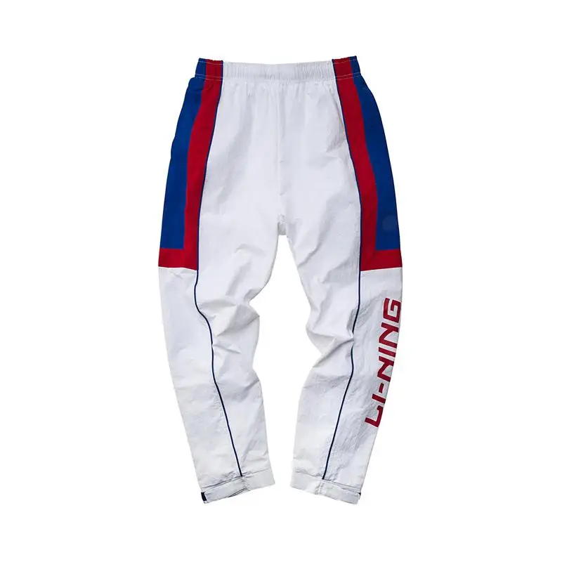 Li-Ning мужские PFW китайские LI-NING спортивные штаны, нейлоновые Полиэстеровые удобные спортивные брюки с карманами AKXP021 CJFM19 - Цвет: AKXP021-1