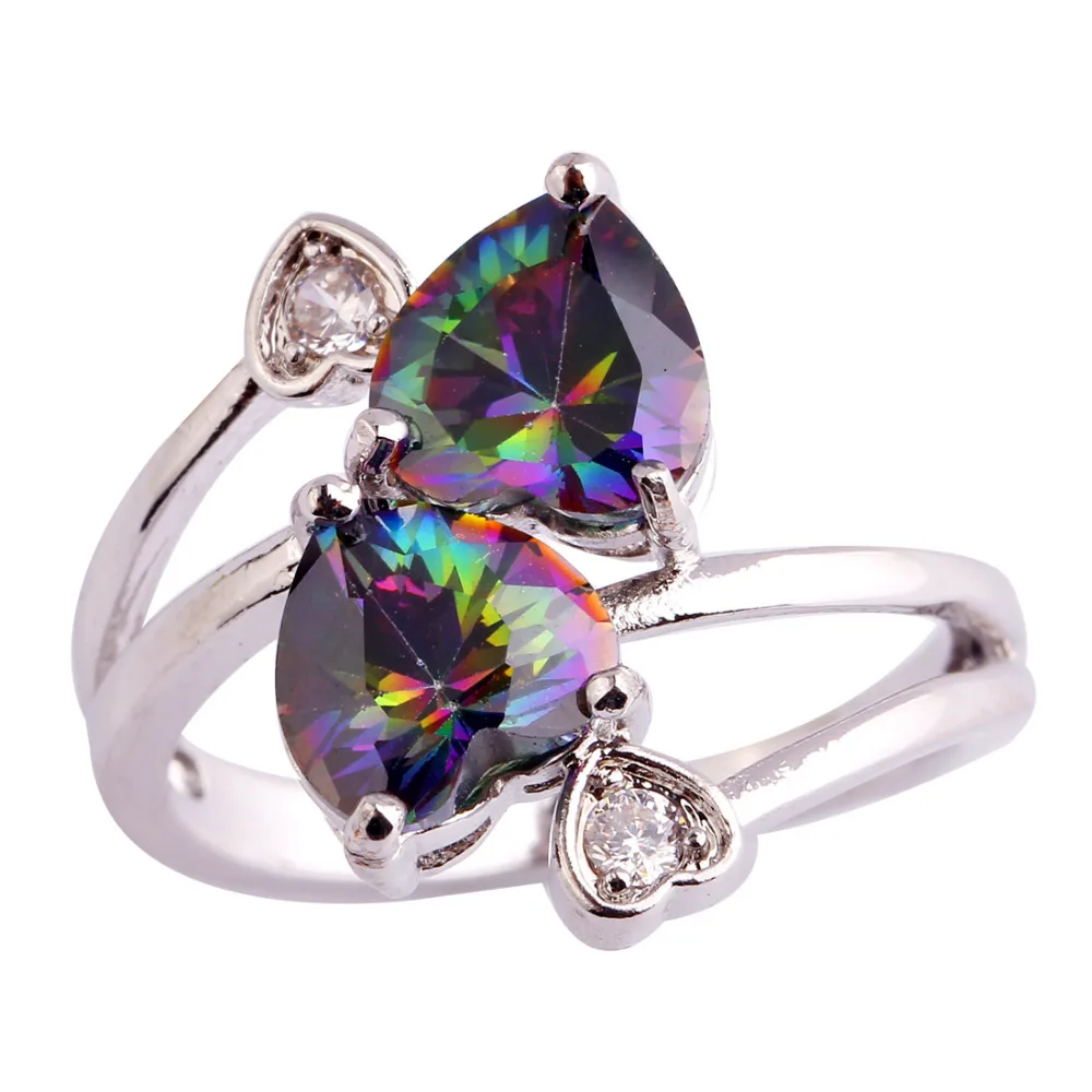 Половина цена флэш продаж тонкое таинственный Радуга Сердце Cut Stone полые