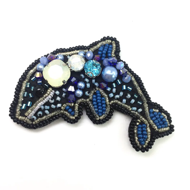 2 шт. вышивка в виде дельфина бисером патчи для одежды сумки обуви нашивки одежда