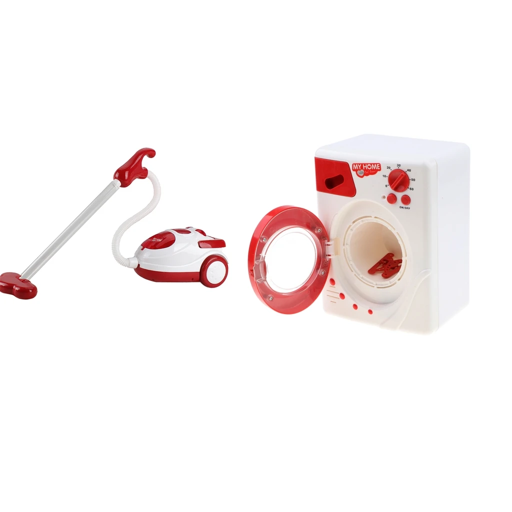 

Simulation Home Appliance Kids Pretend Role Play Furniture Toy Electric Vacuum Cleaner +Washing Machine Set Dollhouse Toys