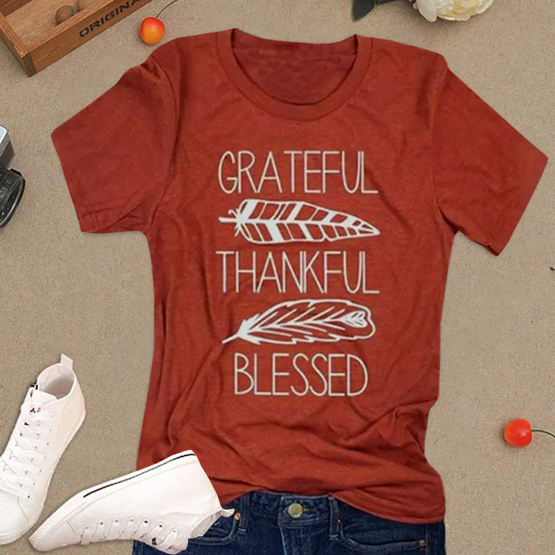 Женская футболка с коротким рукавом Повседневная принтом в виде красного