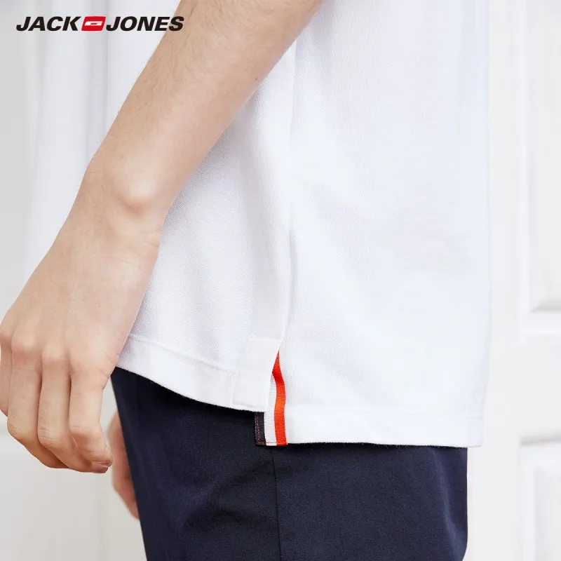 Мужская хлопковая трикотажная футболка-поло с короткими рукавами JackJones E | 219106510