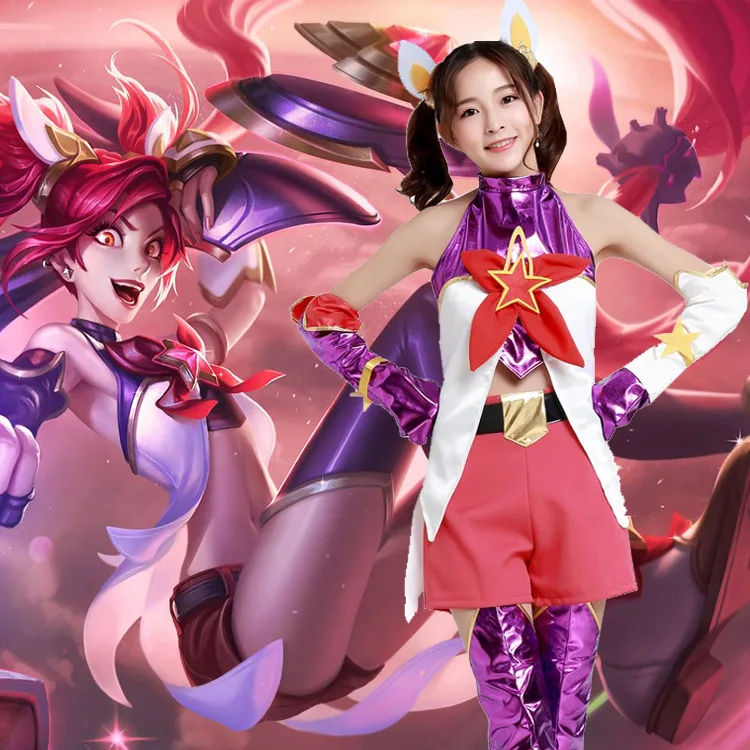 Костюм для косплея LOL Guardian Jinx Женский 6 шт.|jinx cosplay|anime cosplay costumescosplay costume |
