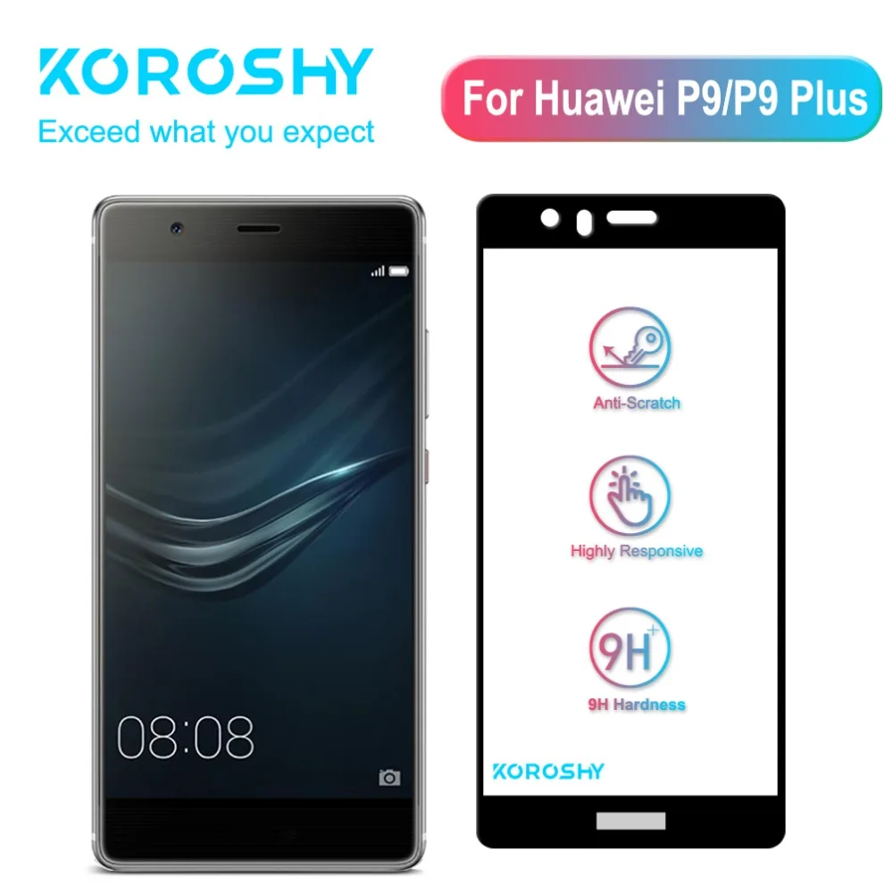 Закаленное стекло с полным покрытием корочки 9H для Huawei P9 Plus P9Plus защитная пленка