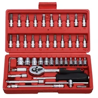 46pcsset carbon steel combination set wrench socket spanner screwdriver household motorcycle car repair tool hardware set kits