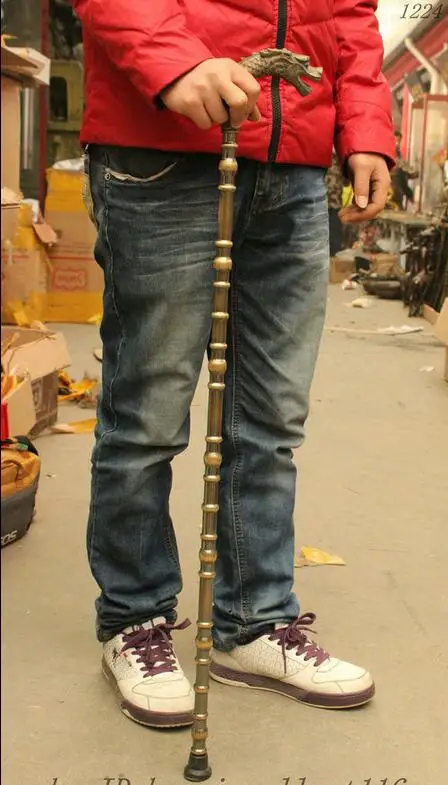 38 &quotкитайская медная бронзовая головка дракона ручка статуя тростника трость |