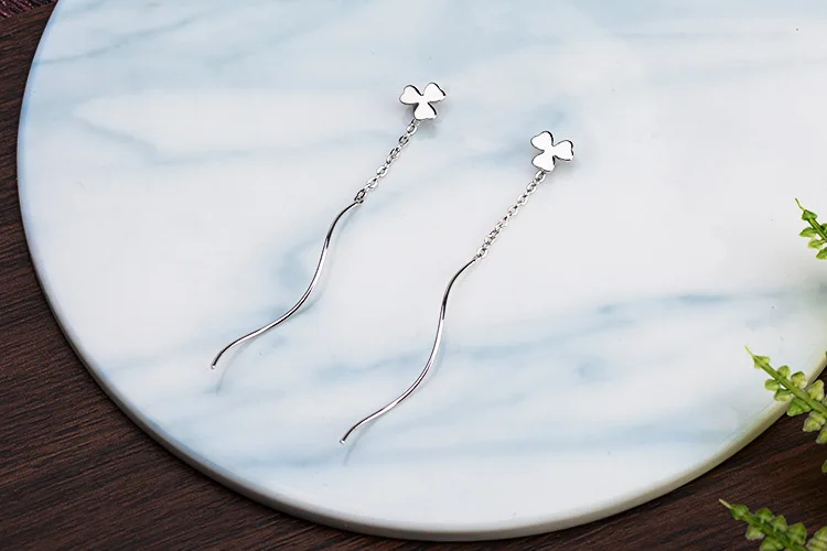 Длинные висячие серьги с 3 листьями клевера высокого качества для женщин и
