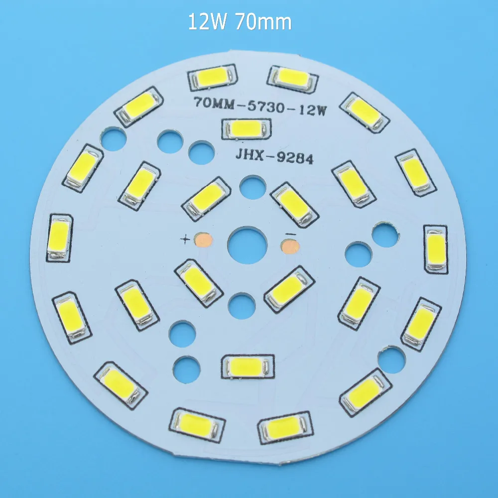2 шт. SMD5730 светодиодный PCB 12 Вт 50 мм 60 мм 65 мм 70 мм 78 мм 85 мм 100 мм 120 мм белый/натуральный белый/теплый белый светодиодный светильник
