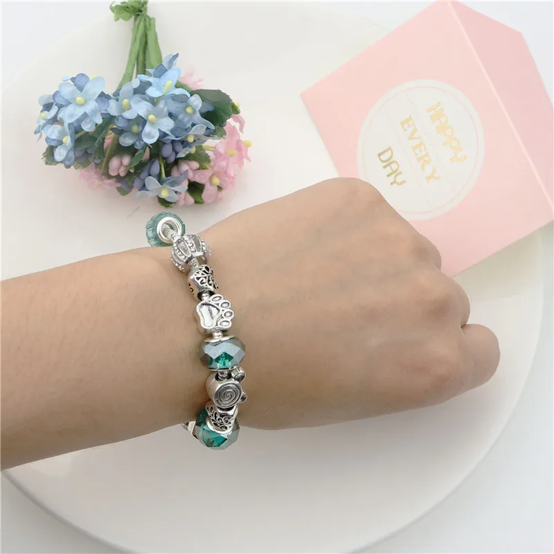 Зеленый персик цветные стеклянные бусины DIY модные милые Элегантные