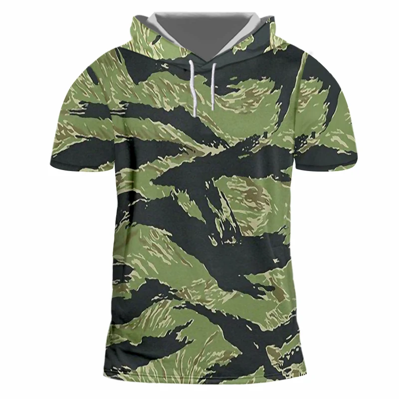 OGKB Мужская футболка с капюшоном крутая зеленая камуфляжная 3d-футболка хип-хоп