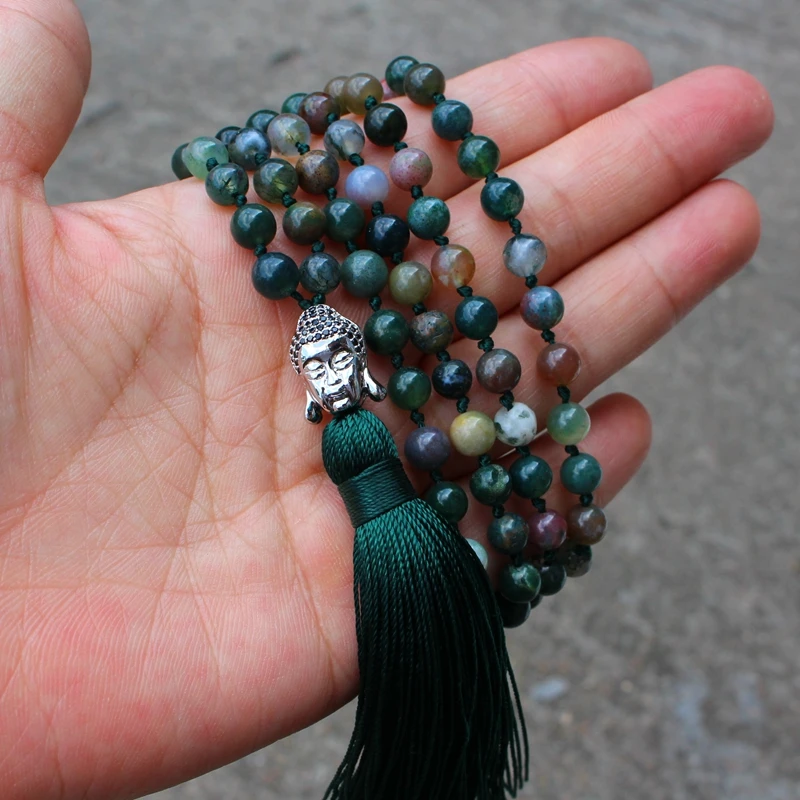 6 мм Agatas натуральный оникс индийские мужские ожерелья с кисточками ювелирные