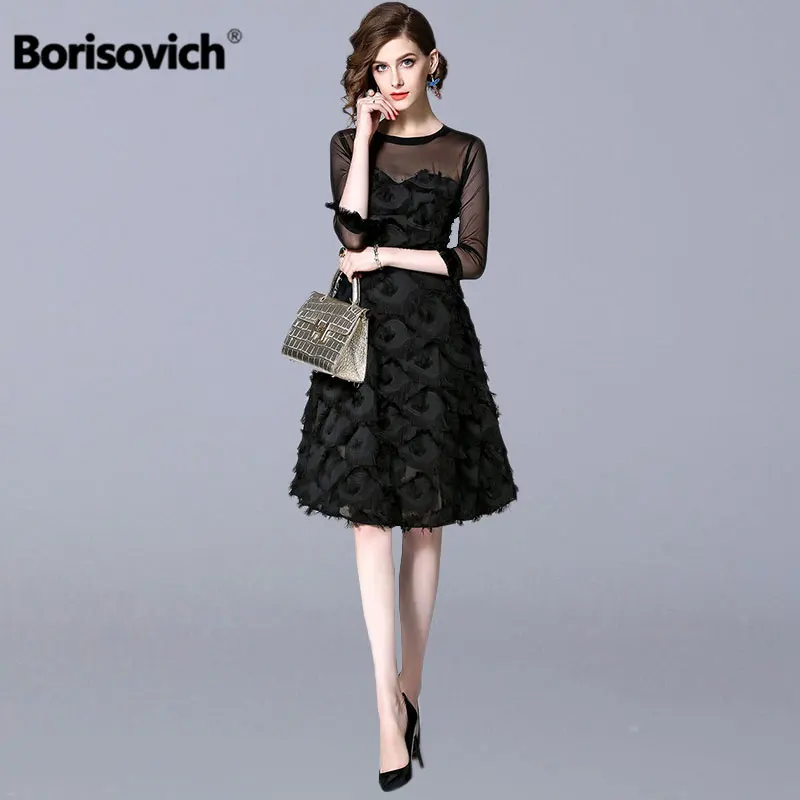 

Borisovich женское ТРАПЕЦИЕВИДНОЕ черное платье новый бренд 2019 весенние модные милые стильные роскошные элегантные женские вечерние платья с к...