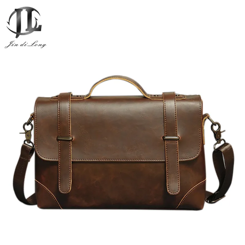 Сумка для мужчин кожаная мужская сумка портфель PU сумасшедшая лошадь мессенджер