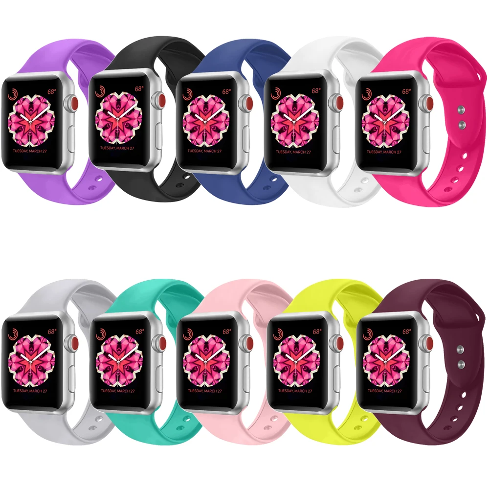 Силиконовый ремешок для Apple Watch 42 мм 38 iwatch 4 44 40 с двойной пряжкой watch 3 2 1|Ремешки