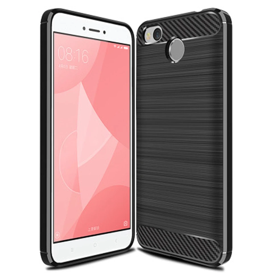 Роскошный чехол для Xiaomi Redmi 4X мягкий силиконовый из углеродного волокна