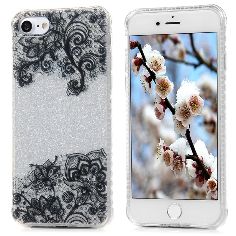 Bling Павлин Перо противоударный чехол для iPhone 7 4.7 &quotблеск Косметическая пудра IMD
