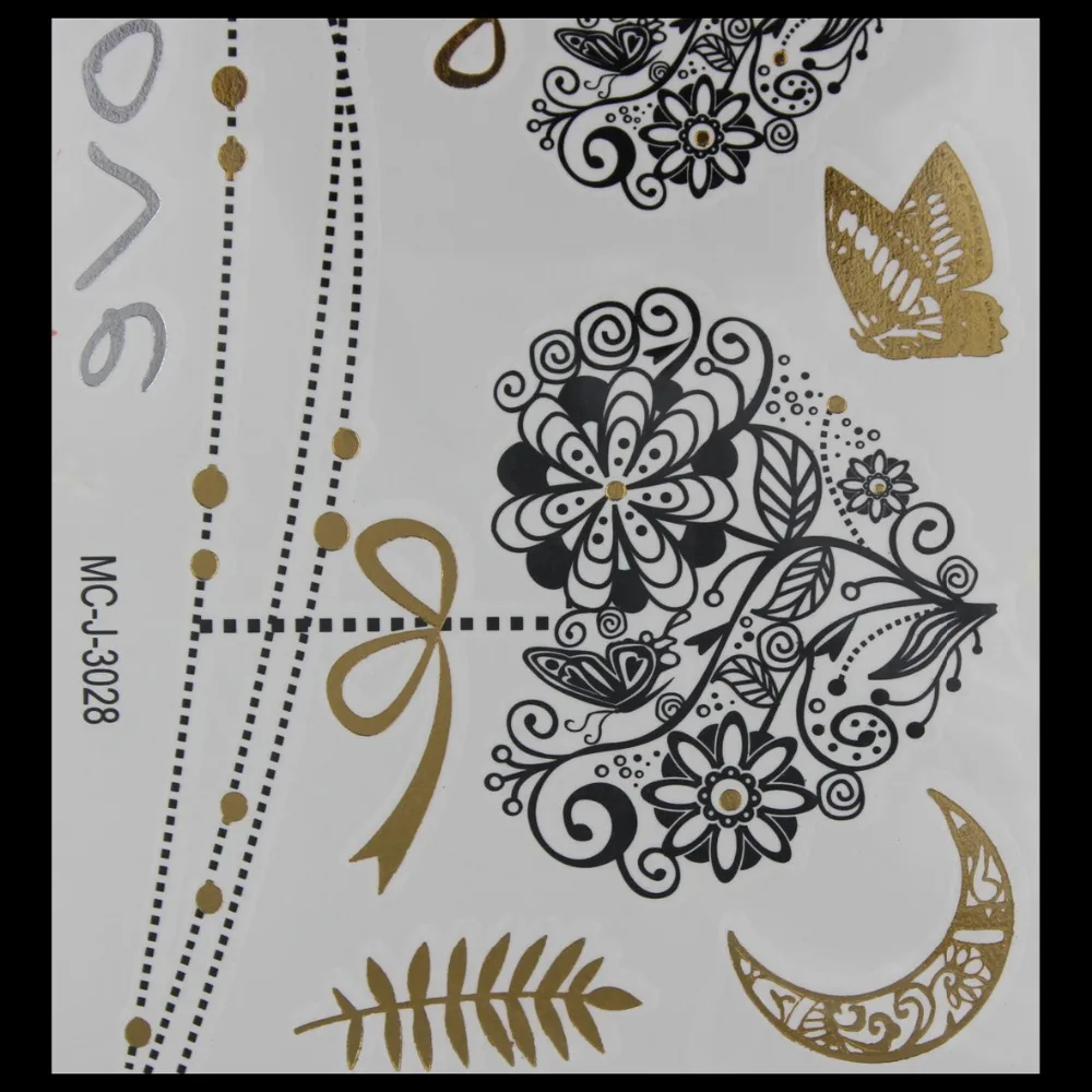 Временные татуировки для боди арта золотые на рукавах блестящая металлическая