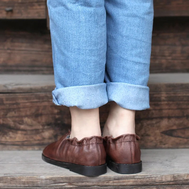 Feccer/художественные кожаные сандалии в стиле ретро с открытым носком на низком