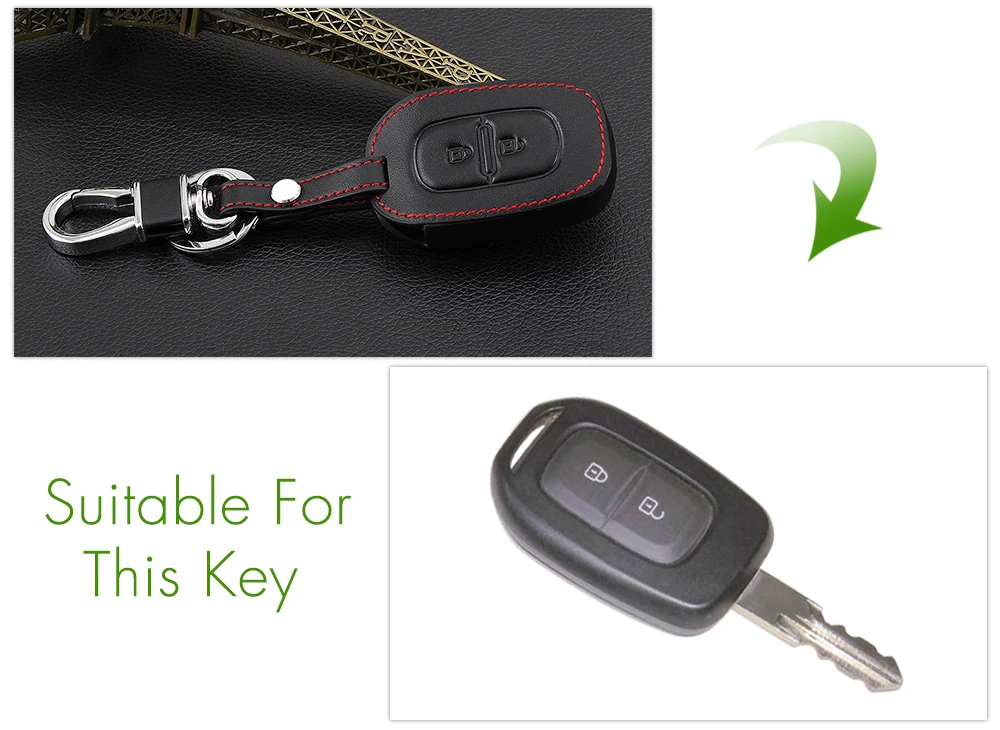 2 Button Leather Car Remote Key Fob Cover Case For Renault kwid Symbol Trafic for Dacia Sandero Logan Duster 2016 2017 2018 | Автомобили и