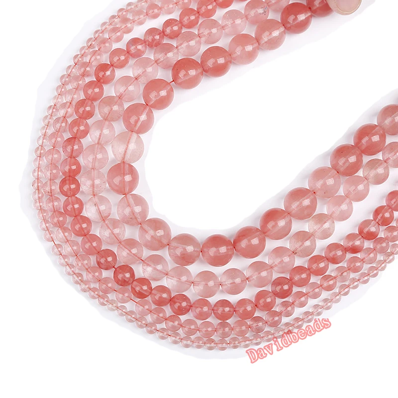 Плавные бусины из натурального камня розового кварца вишни 15 дюймов нитка 4 6 8 10 12